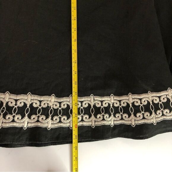 Saint Tropez West Linen Blend Full Skirt Embroidery Rope Waist Tie Size 8 - Picture 10 of 10